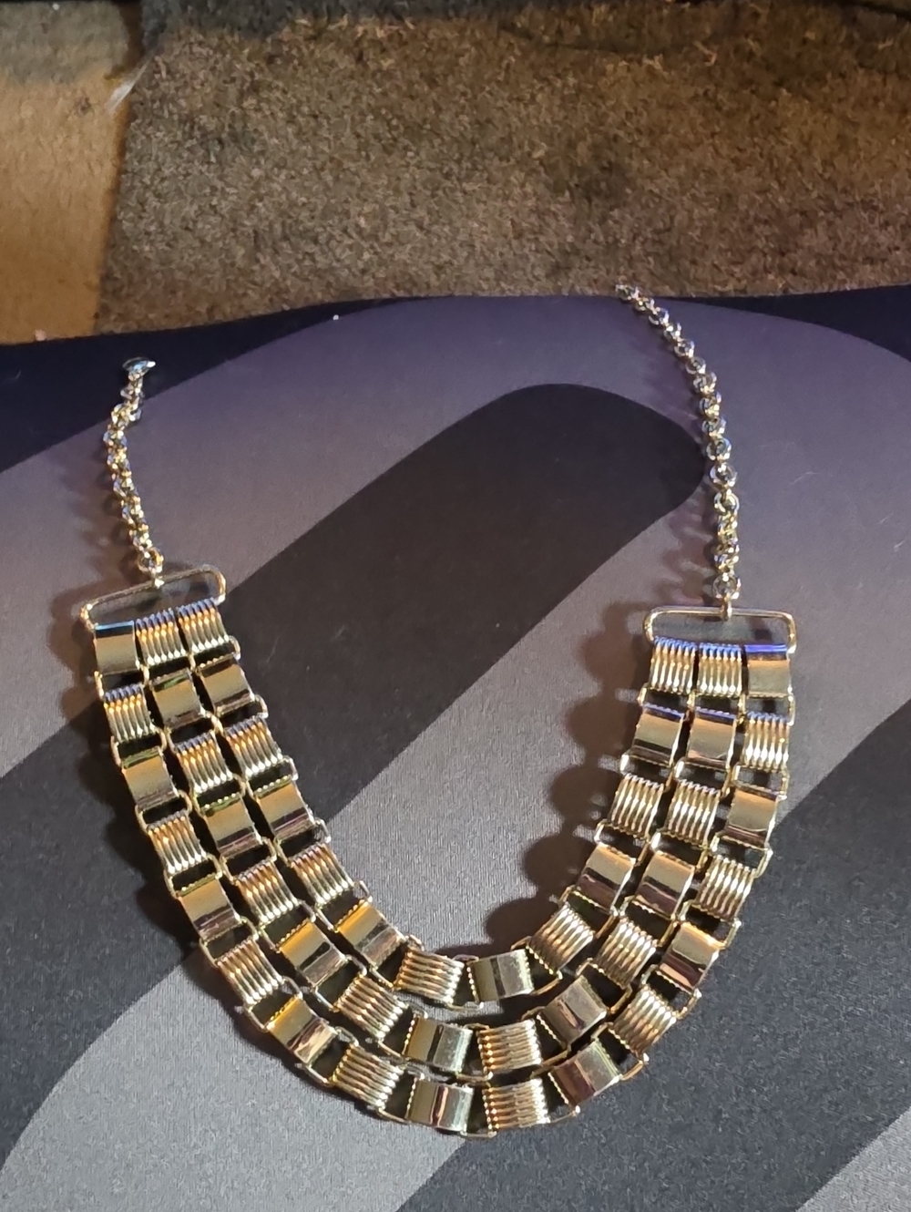 Gols tone Multi-Row Statement Necklace